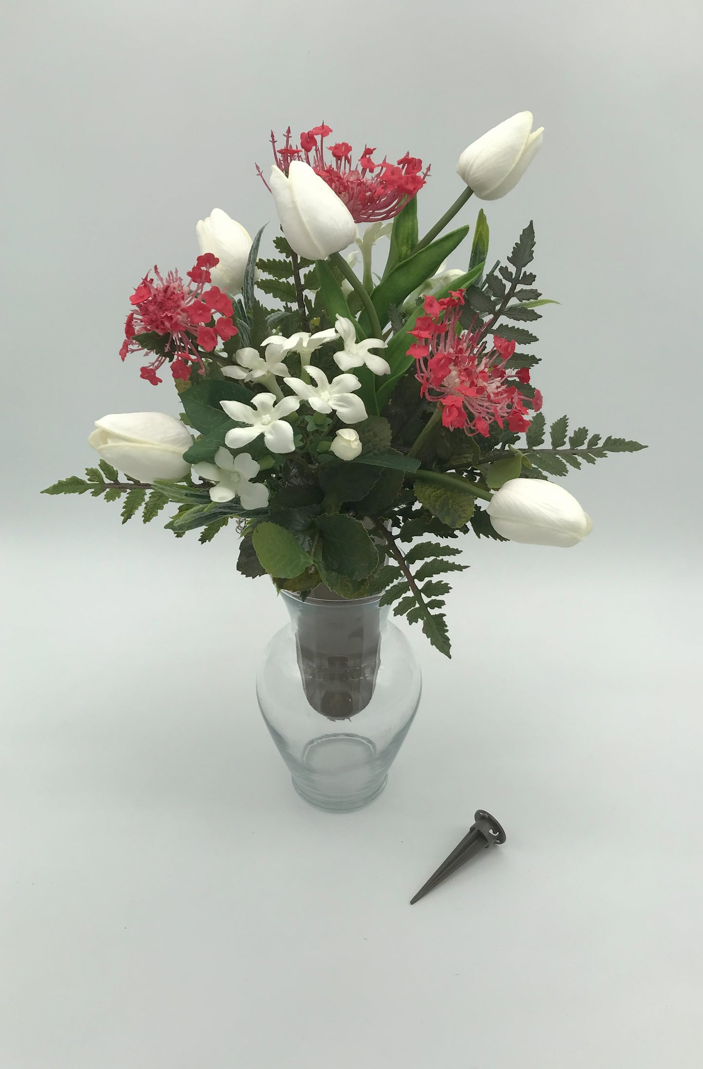 Artificial Tribute Flowers - White Tulip - Memorial Vase