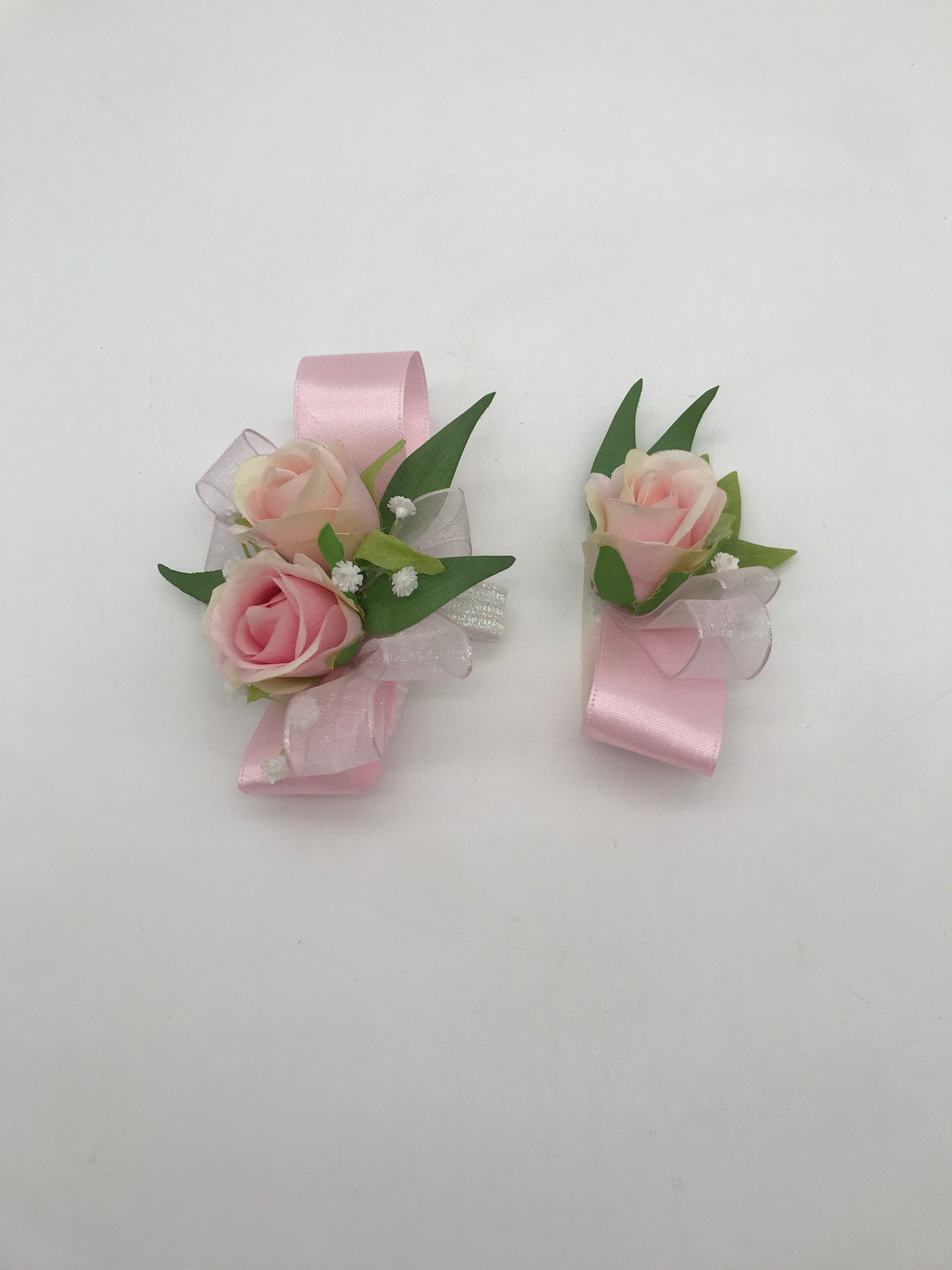 Artificial Flowers - Wrist Corsage and Adhesive Boutonniere (pink roses)