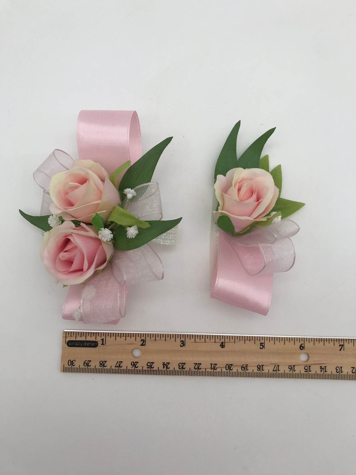 Artificial Flowers - Wrist Corsage and Adhesive Boutonniere (pink roses)