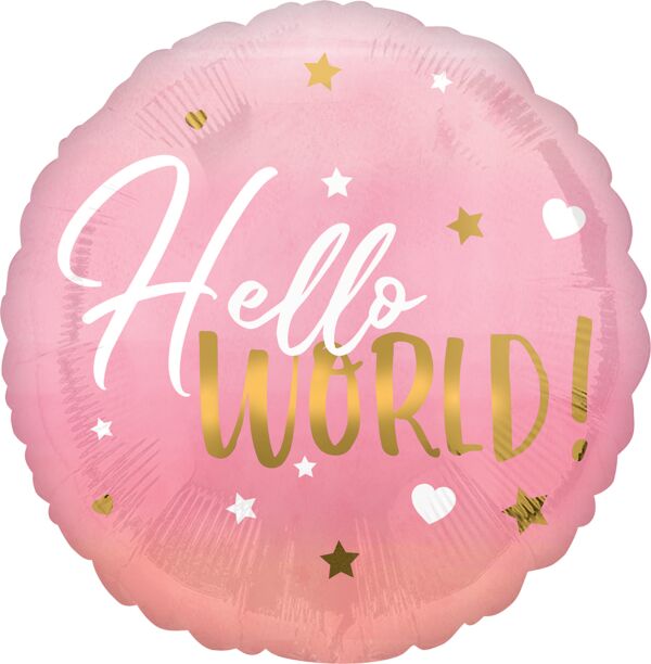 Hello World Balloon - Pink - Mylar