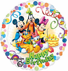 Happy Birthday Mylar Balloon - Mickey and Friends Party